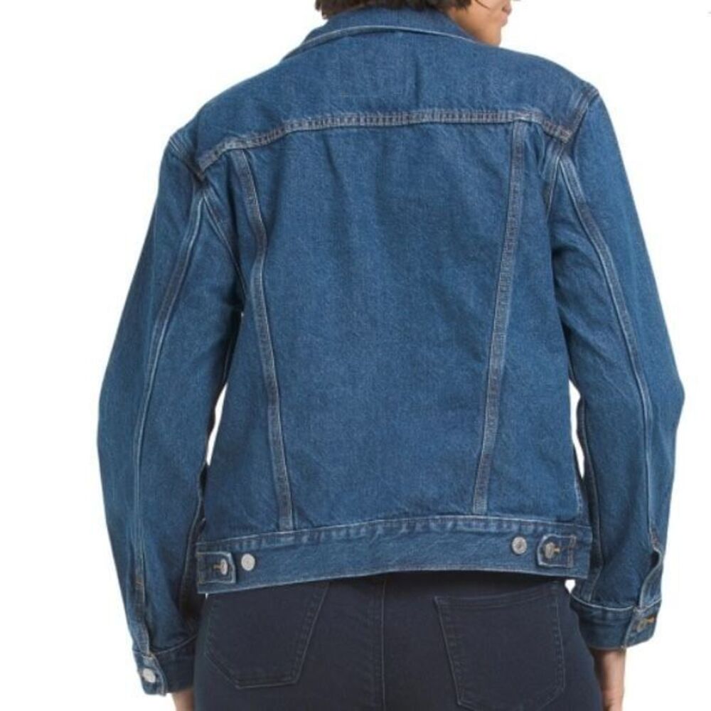 Levi's NWT Sz L Dark Indigo Ex Boyfriend Trucker Denim Jean Jacket - Picture 5 of 11